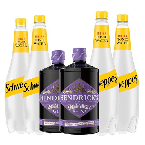 Case of 6 with Hendricks Grand Cabaret Gin 70cl and Schweppes Tonic Packed Together